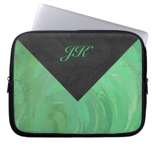 Emerald Cream och Black Monogram Laptop Sleeve