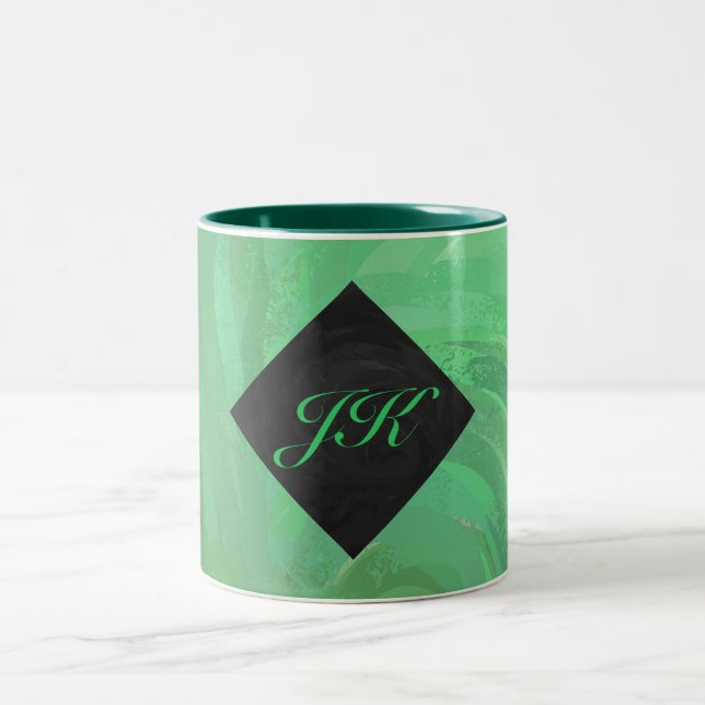 Emerald Cream och Black Monogram Två-Tonad Mugg (Center)