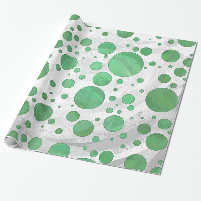 Emerald Cream Polka dots Presentpapper (Utrullad)