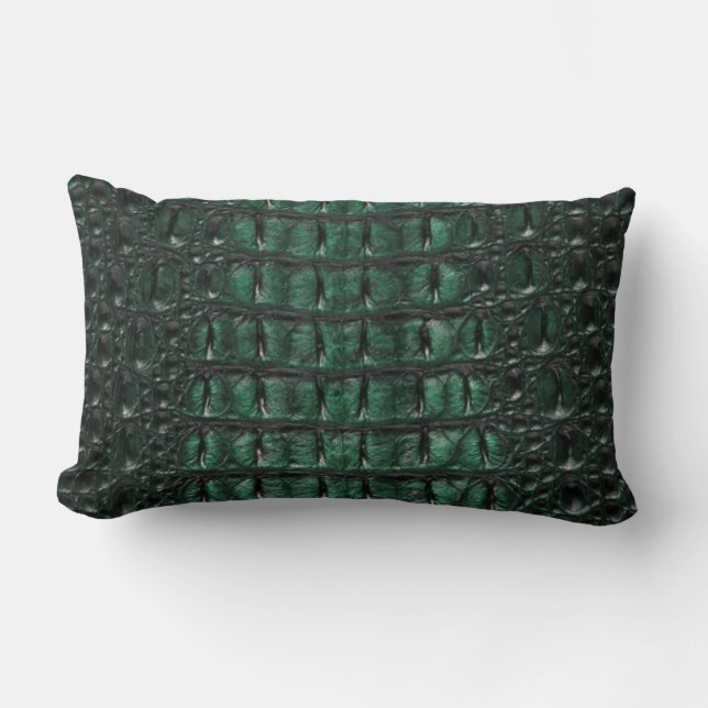 Emerald Crocodile Leather Luxury Exotic  Skin Lumbarkudde (Framsida)