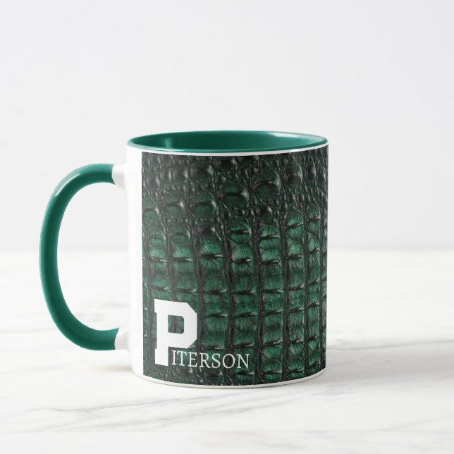 Emerald Crocodile Leather Luxury Exotic  Skin Mugg (Vänster)
