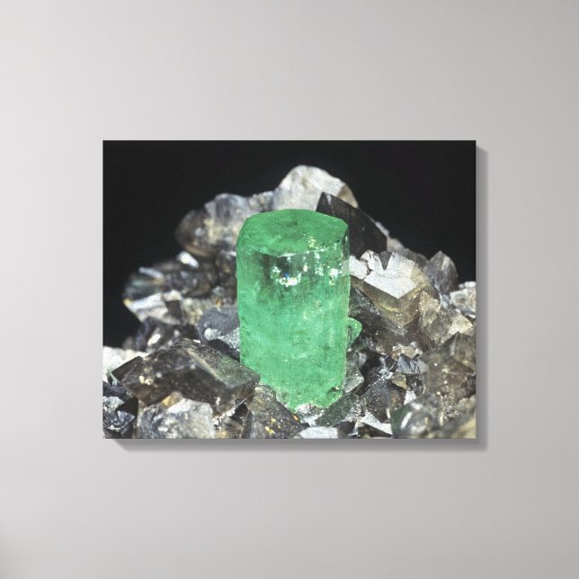 Emerald crystal i Calcite, Colombia, Sydamerika Canvastryck (Framsida)