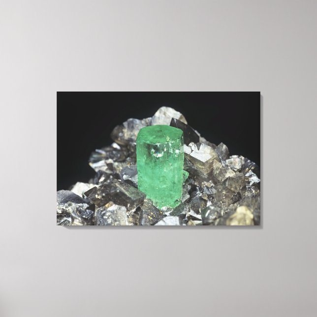 Emerald crystal i Calcite, Colombia, Sydamerika Canvastryck (Framsida)