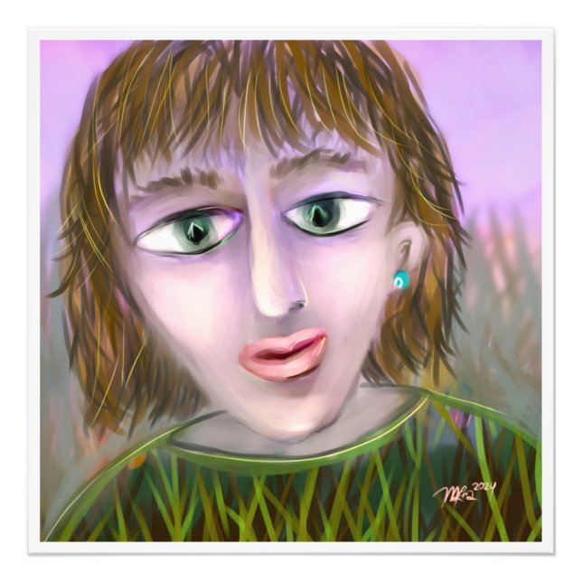 Emerald Curiosity ~ Modern Feminine Portrait Wall  Fototryck (Framsidan)