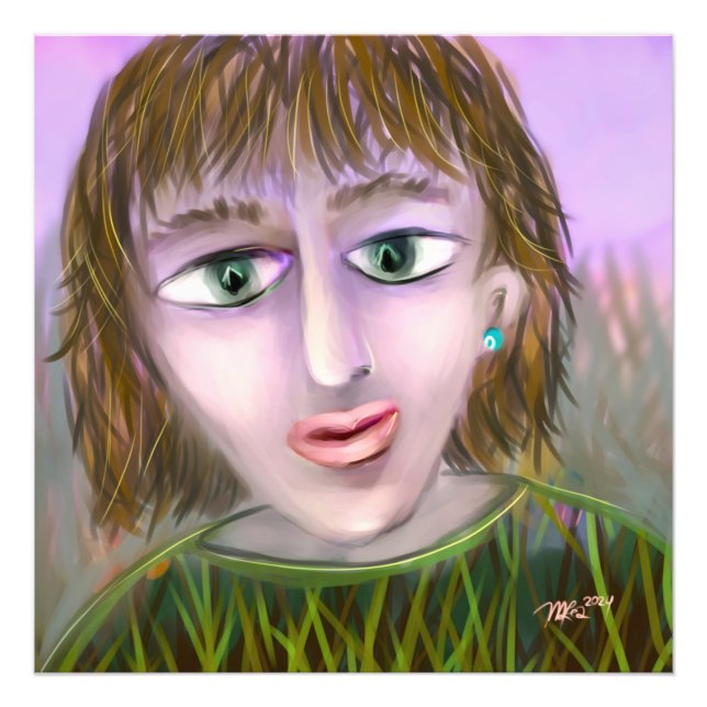 Emerald Curiosity ~ Modern Feminine Portrait Wall  Fototryck (Framsidan)