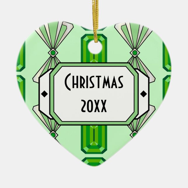 Emerald Deco Rand Julgransprydnad Keramik (Framsidan)