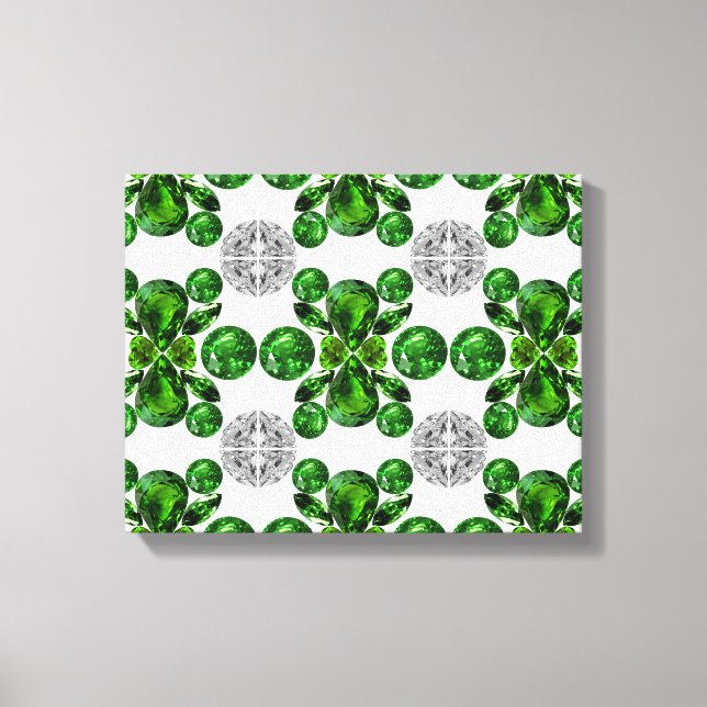 Emerald Diamond Gemstone Art Green Canvastryck (Framsida)
