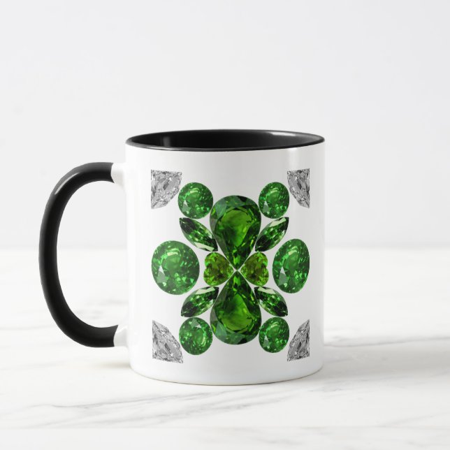 Emerald Diamond Gemstone Art Green Mugg (Vänster)