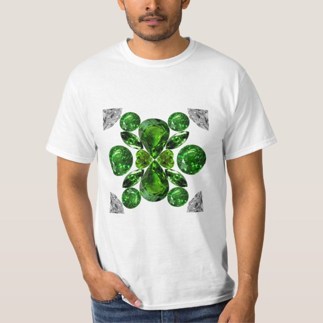 Emerald Diamond Gemstone Art Green T Shirt (Framsida)
