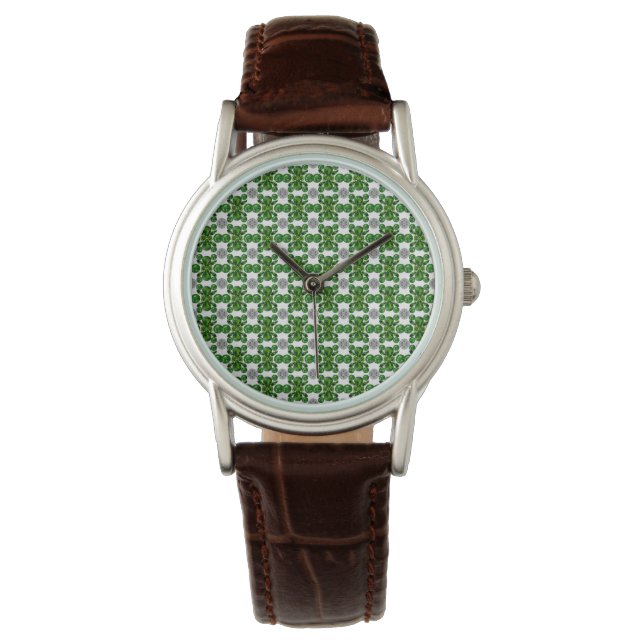 Emerald Diamond Gemstone Art Grönt Armbandsur (Framsida)
