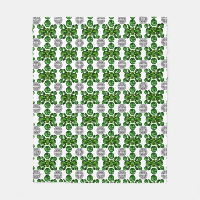 Emerald Diamond Gemstone Art Grönt Fleecefilt (Framsidan)