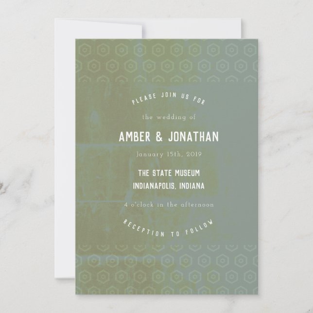 Emerald Distress Elegance Wedding bjudande Inbjudningar (Framsida)