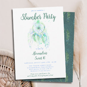 Emerald Dream Catcher Slumber PJ Party Sweet 16 Inbjudningar