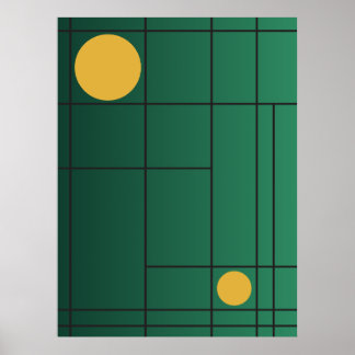 Emerald Drift nr 1 Grön Art Deco Geometrisk Konst Poster