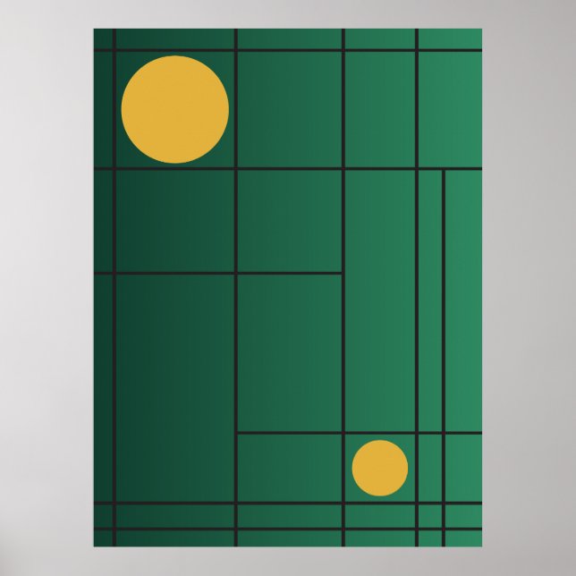 Emerald Drift nr 1 Grön Art Deco Geometrisk Konst Poster (Framsidan)