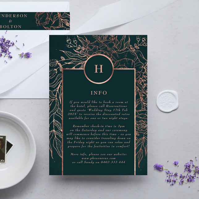 Emerald Dusty Ro Monogram Wandesen Bröllop Tilläggskort (DETAILS showcasing suite - additional items (bought separately))