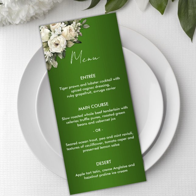 Emerald Elegance Bröllop Menu Meny (Skapare uppladdad)