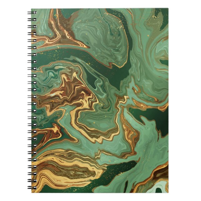 Emerald Elegance: Guld Marble Luxury Anteckningsbok (Framsidan)