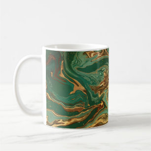 Emerald Elegance: Guld Marble Luxury Kaffemugg