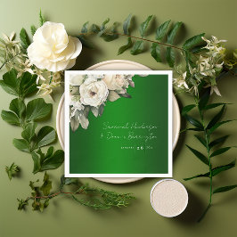 Emerald Elegance och Vit ros Bouquet Bröllop Pappersservett