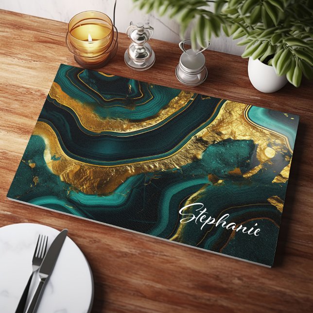 Emerald Elegance:Personilized Grönt Marble & Guld (Skapare uppladdad)