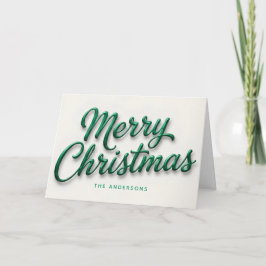Emerald Elegance Retro Script God Jul Helgkort