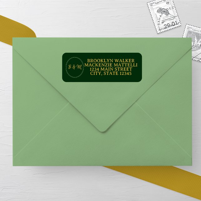 Emerald Elegance Wedding Return Address Label Returadress Etikett (Skapare uppladdad)