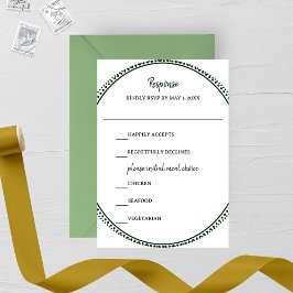 Emerald Elegance Wedding RSVP Card OSA Kort
