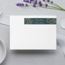 Emerald Elegant Guld Blommigt Wandan Bröllop Etikettband