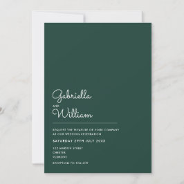 Emerald Elegant Minimalist Bröllop Inbjudningar