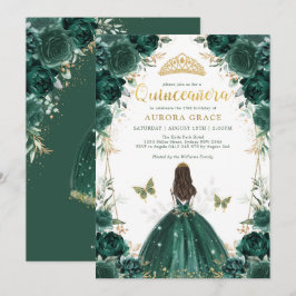 Emerald Enchanted Forest Quinceañera Princess Inbjudningar