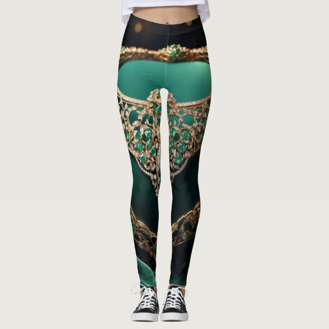 Emerald Enchantment: A Vision of Regal Opulence Leggings (Framsida)