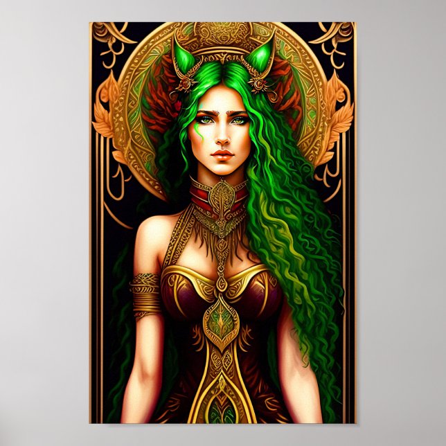 Emerald Enchantress: A 3D Queen with Grönt Tacks Poster (Framsidan)