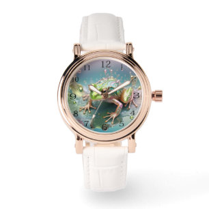 "Emerald Essence: Grönt Frog in Fractal Art" Armbandsur