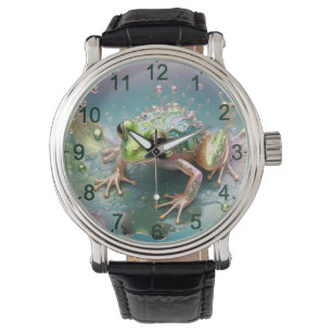 "Emerald Essence: Grönt Frog in Fractal Art" Armbandsur