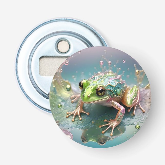 "Emerald Essence: Grönt Frog in Fractal Art" Flasköppnare (Framsidan)