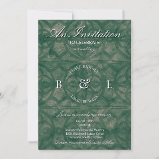 Emerald Fall Muscadine Batik Anpassad Monogram Inbjudningar