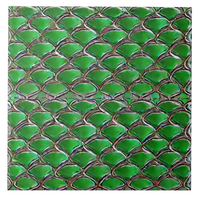 Emerald färg draon skin inspirated artsy kakelplatta (Framsidan)