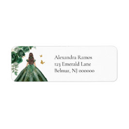 Emerald Faux Gold Foil Quinceañera Returadress Etikett