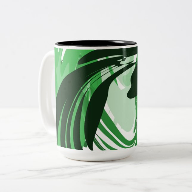 Emerald Flow — Green Abstract Wrap Mug Två-Tonad Mugg (Framsida vänster)