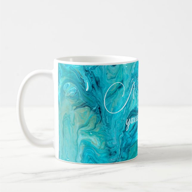 Emerald fluid art-målningsinspirationsmeddelande kaffemugg (Vänster)