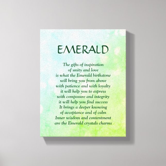 Emerald födelsesten - May dikt art canvas (Framsida)