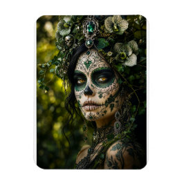 Emerald Forest Calavera – Grön Botanisk Magnet