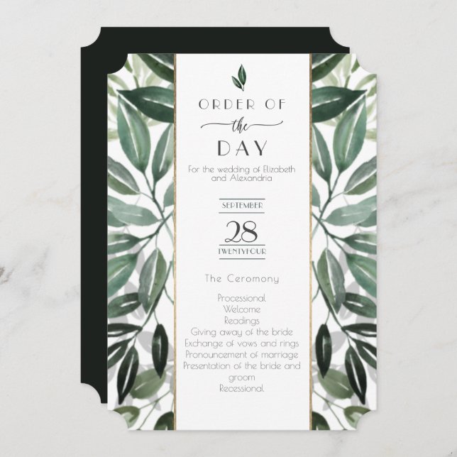 Emerald Forest Gilded Ram serviceorder Inbjudningar (Fram/baksida)