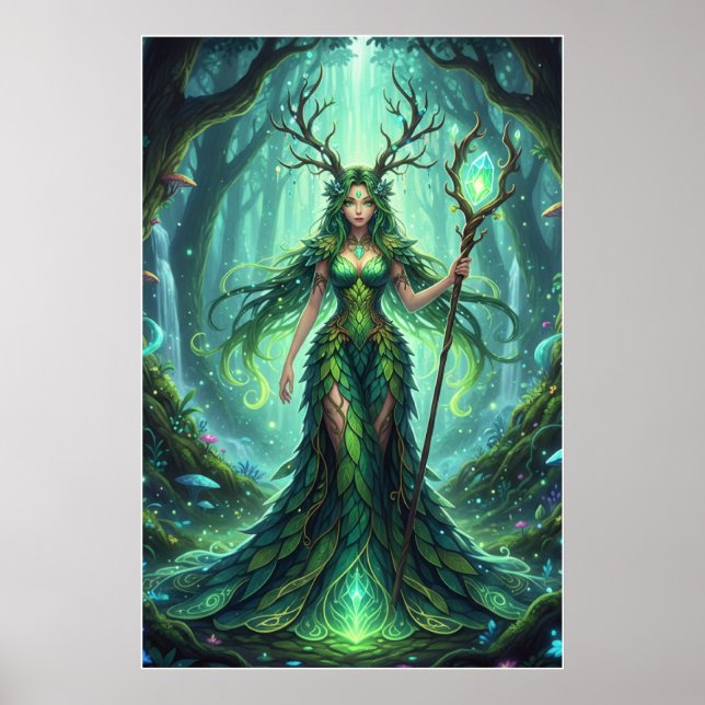Emerald Forest Goddess – Enchanted Nature Queen Poster (Framsidan)