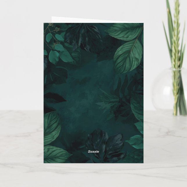 Emerald Forest Mood – Deep Green Botanical Design Kort (Baksida)
