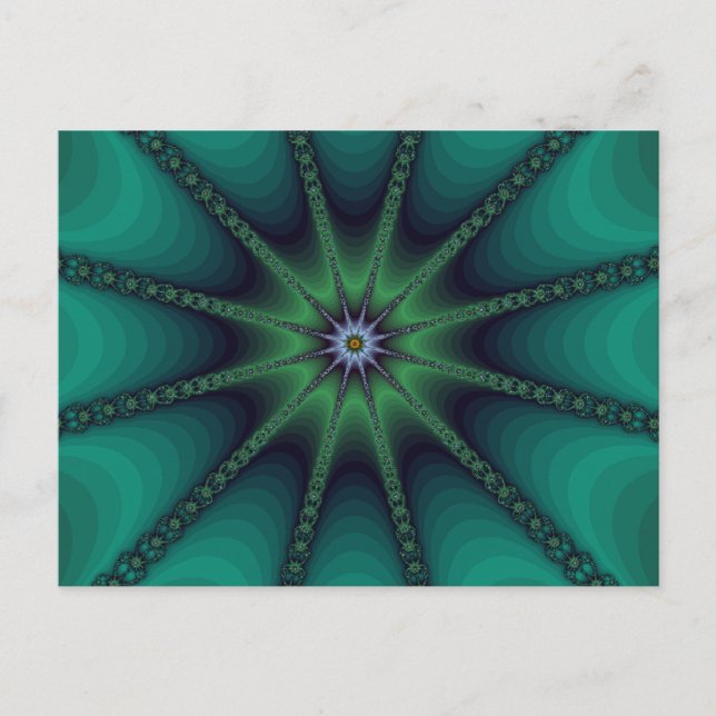 Emerald Fractal Starburst Vykort (Framsida)