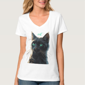 Emerald Gaze Black Cat T-Shirt