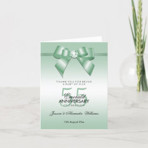 Emerald Gem Bow & Ribbon 55-årsdagen Bröllop Tack Kort