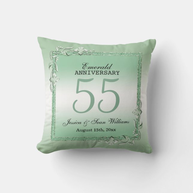 Emerald Gem & Glitter 55:e Bröllop-årsdagen    Kudde (Framsida)